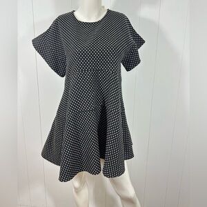 Mo:vint Women’s High Low A Line Mini dress Sz Small Black Knit Wool Blend
